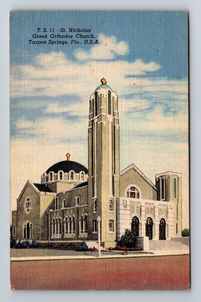 Tarpon Springs FL-Florida St Nicholas Greek Orthodox Church Vintage Postcard