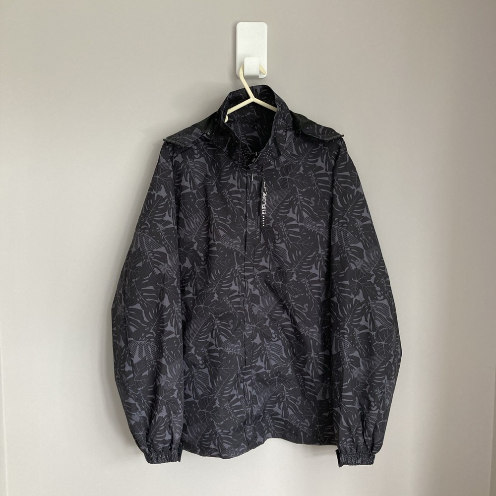 Men's Black Patterned Softshell Windbreaker Jacket in 2XL XXL