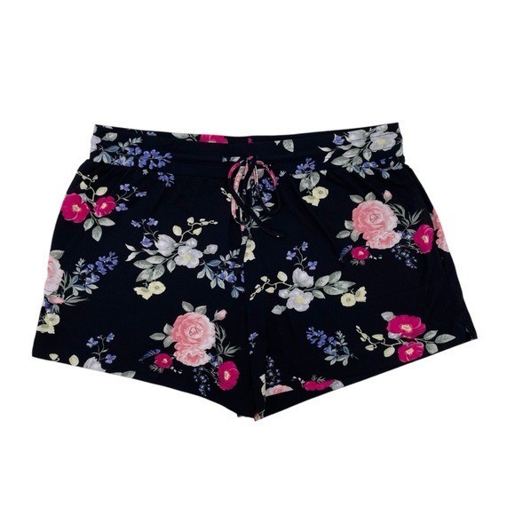 Flora by Flora Nikrooz Pajama Shorts Women's Size XL Black Floral Print Colorful