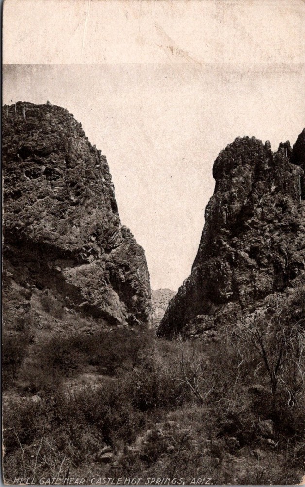 Hell Gate Canyon Castle Hot Springs Arizona 1912 RPPC Postcard