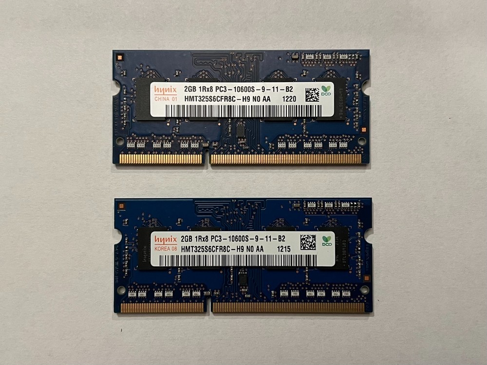 Hynix 4GB Kit 2x2GB DDR3 Laptop RAM PC3-10600S 1333MHz SODIMM HMT325S6CFR8C-H9