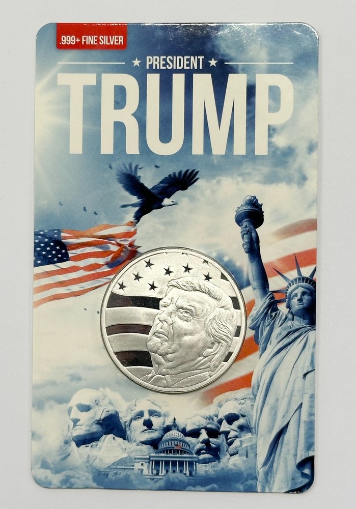 2020 President Trump .999 Fine 1oz Silver Round -Blockchain Mint- Carded D1-913
