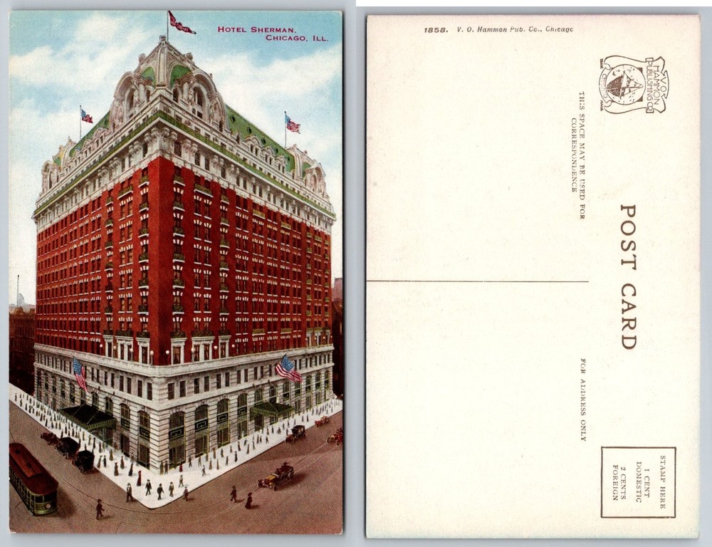 Hotel Sherman Chicago IL Postcard c1910 V. O. Hammon Pub Co Divided Back
