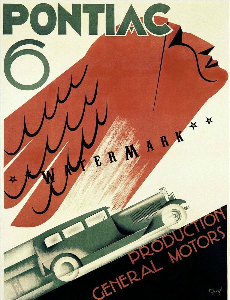 Pontiac 6 Car 1930 Vintage Poster Print Retro Style Car Art Decoration