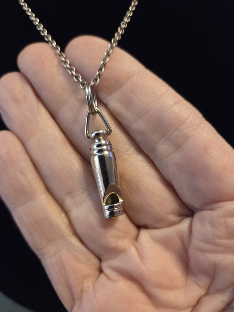 Vintage  Whistle Pendant Necklace On 22
