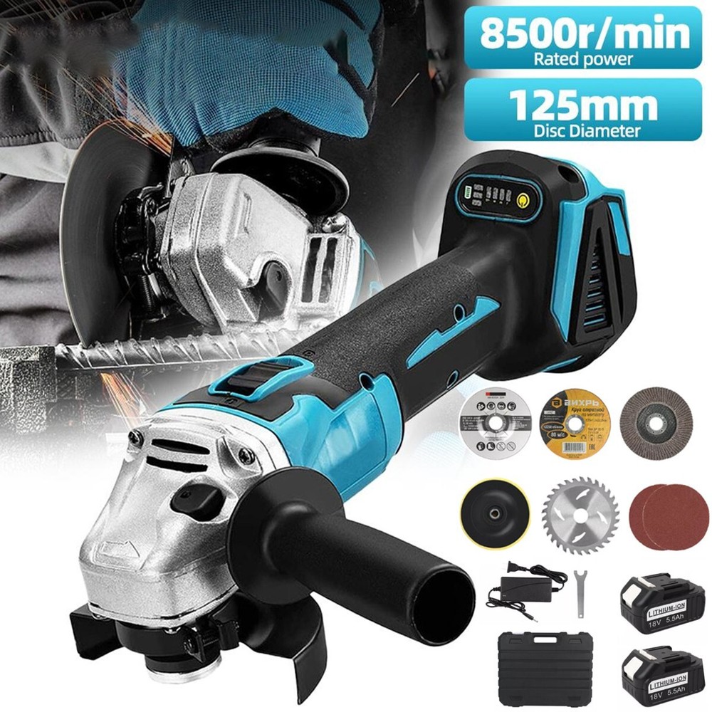 18V Brushless Cordless Angle Grinder 125mm 8500RPM for Makita Battery