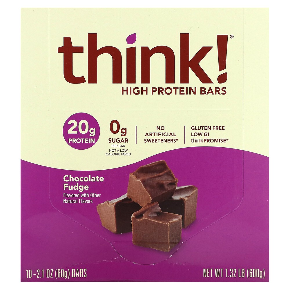 High Protein Bars, Chocolate Fudge, 10 Bars, 2.1 oz (60 g) Each