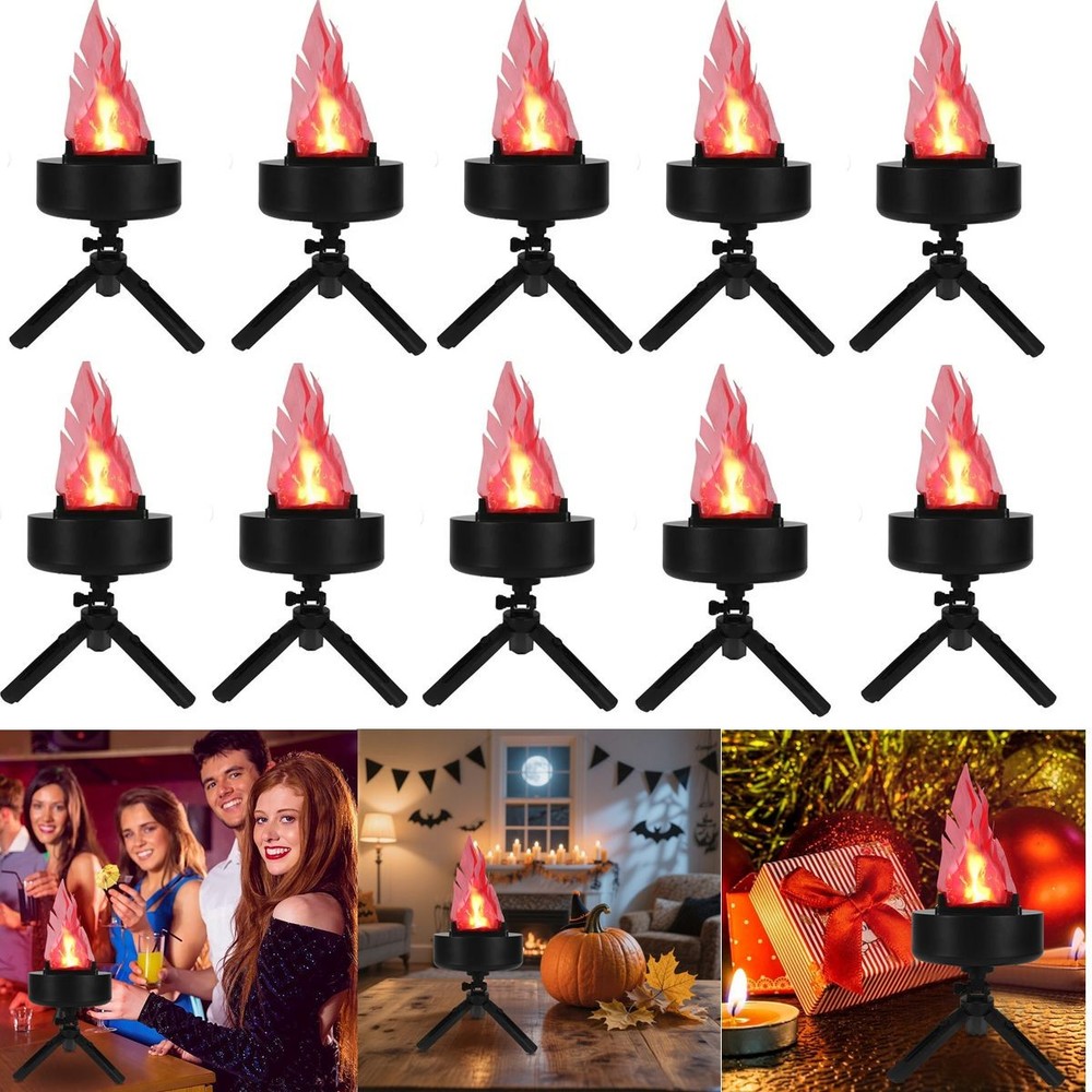 3D Fake Flame Effect Lamp Portable USB Rechargeable Electric Campfire for Party