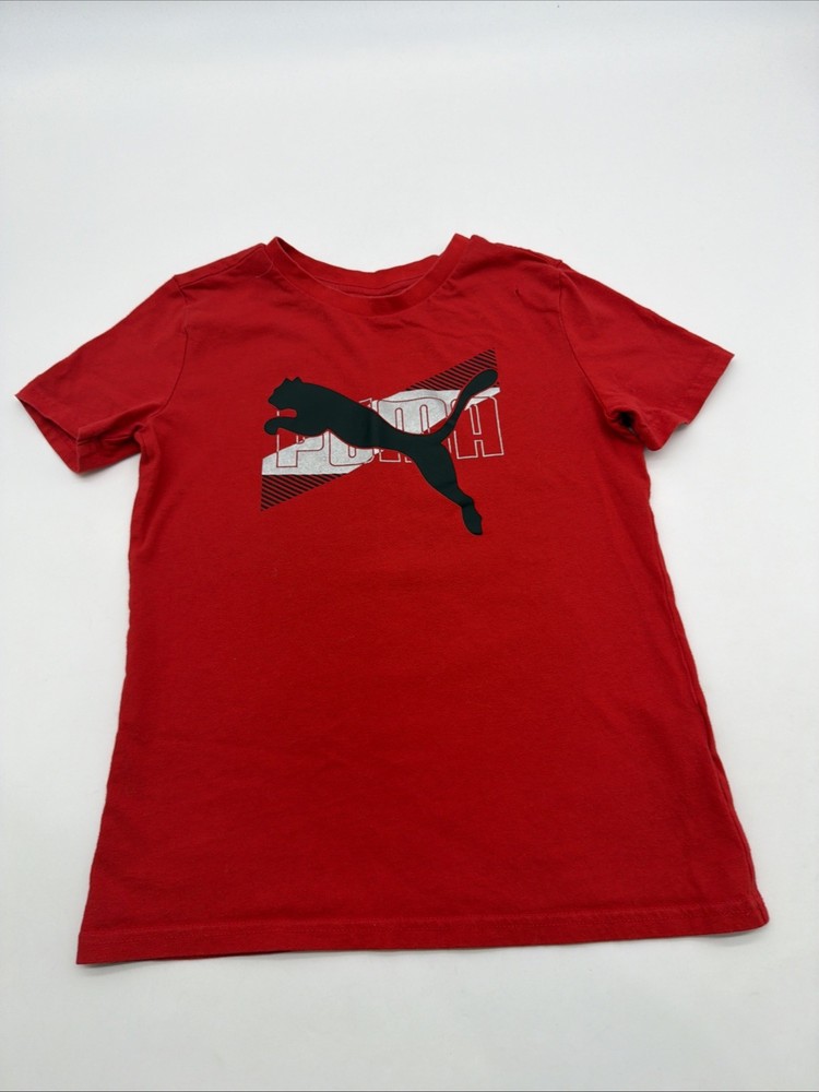Puma T-shirt Youth Boys S 7/8 Y Red Graphic Print Logo .#44230