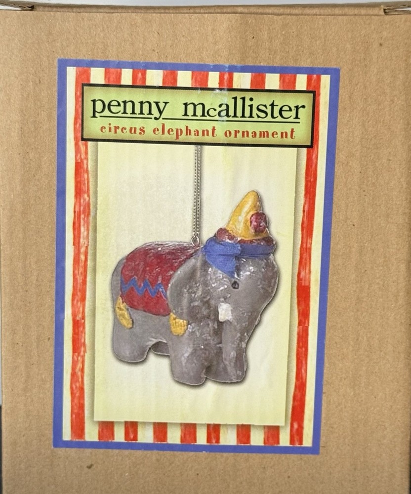 Penny McAllister Christmas Circus Elephant Ornament Folk Art