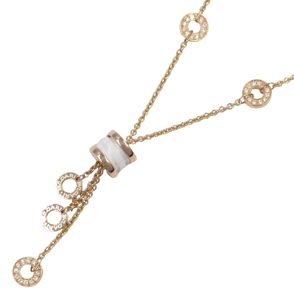 BVLGARI B-zero1 Element Necklace Ceramic 18KPG Pink Rose Gold Diamond Used women