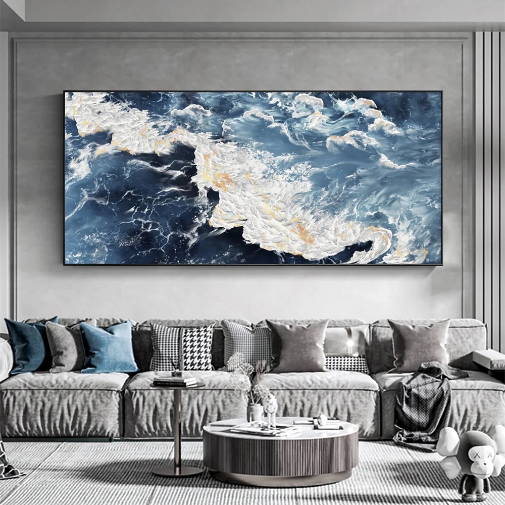 Sea Canvas Oil Painting Blue Sea Wall Art Canvas Unframed Print Art