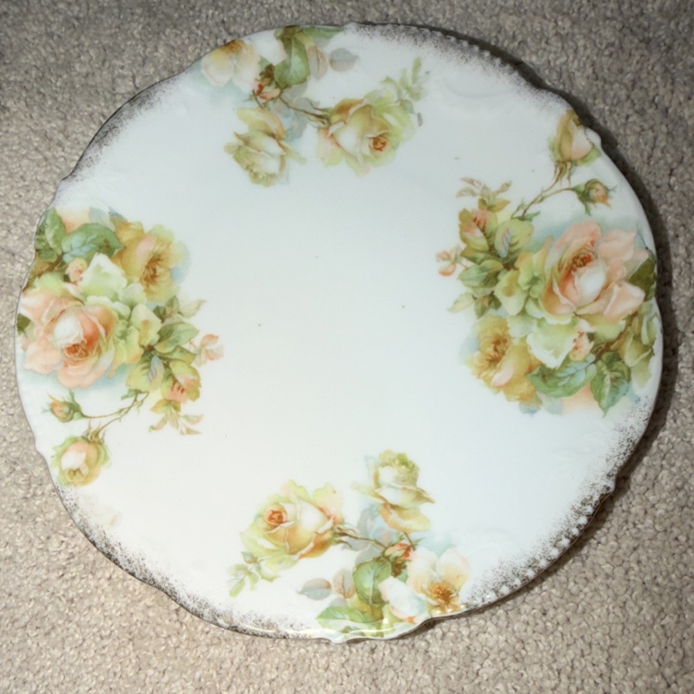 Bavaria Porcelain Floral Decorative Plate Round Glossy White Multicolor