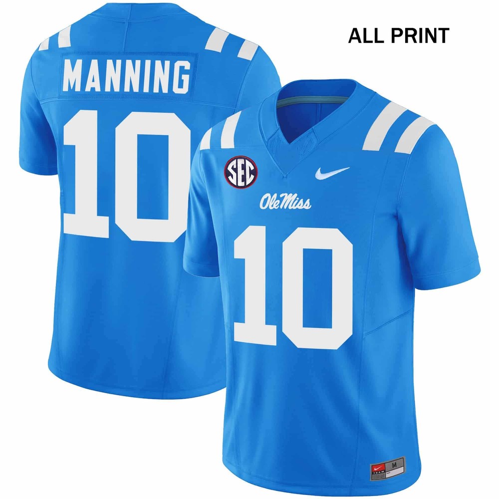 Ole Miss Rebels 2025 Vapor 10 Eli Manning Football Jersey with All Print