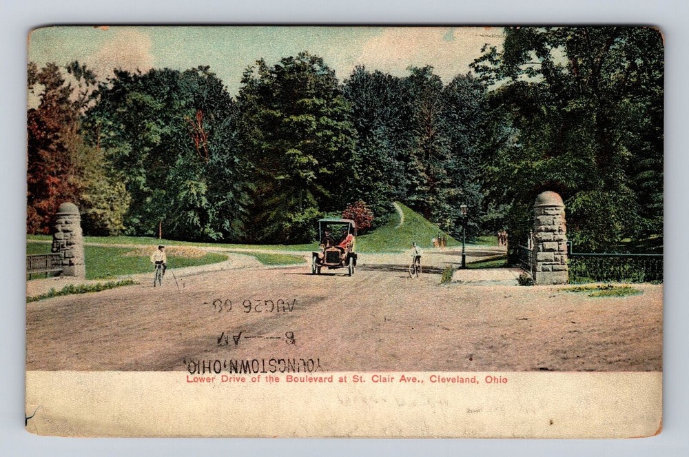 Cleveland OH-Ohio, Motor Car, Boulevard At St. Clair Ave. Vintage c1908 Postcard