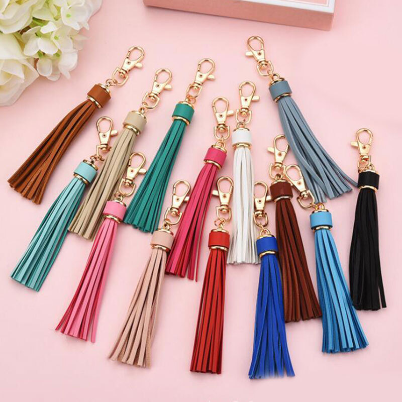 Charm PU Leather Tassel Keychain for Handbags Purses & Accessories