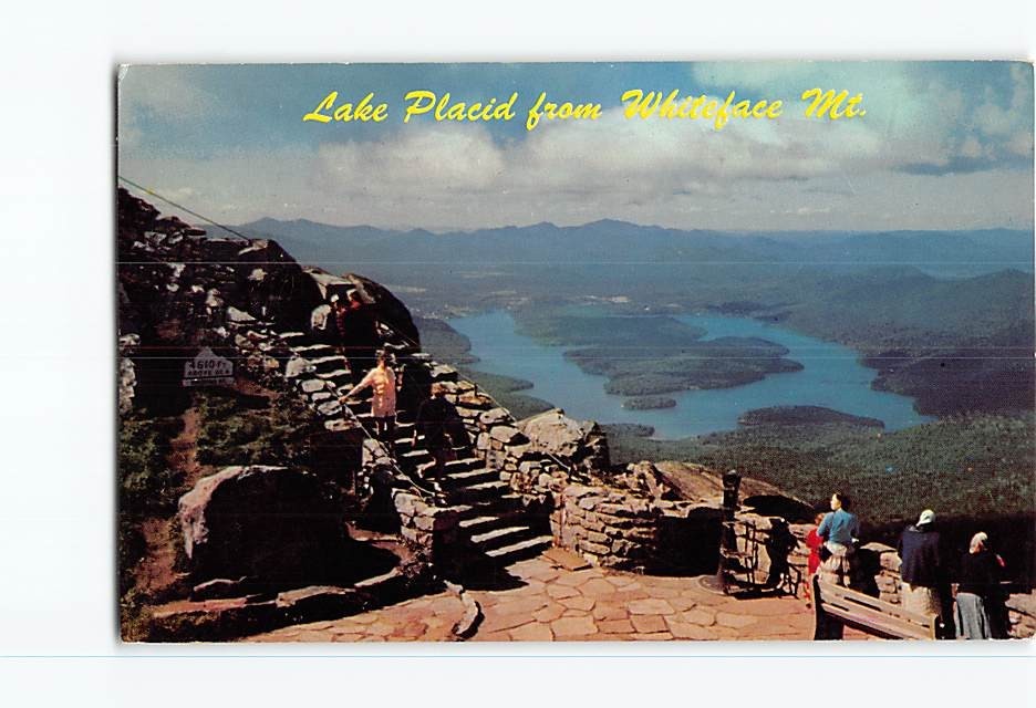 Postcard Lake Placid Village Whiteface Mountain Memorial Highway Castle New York