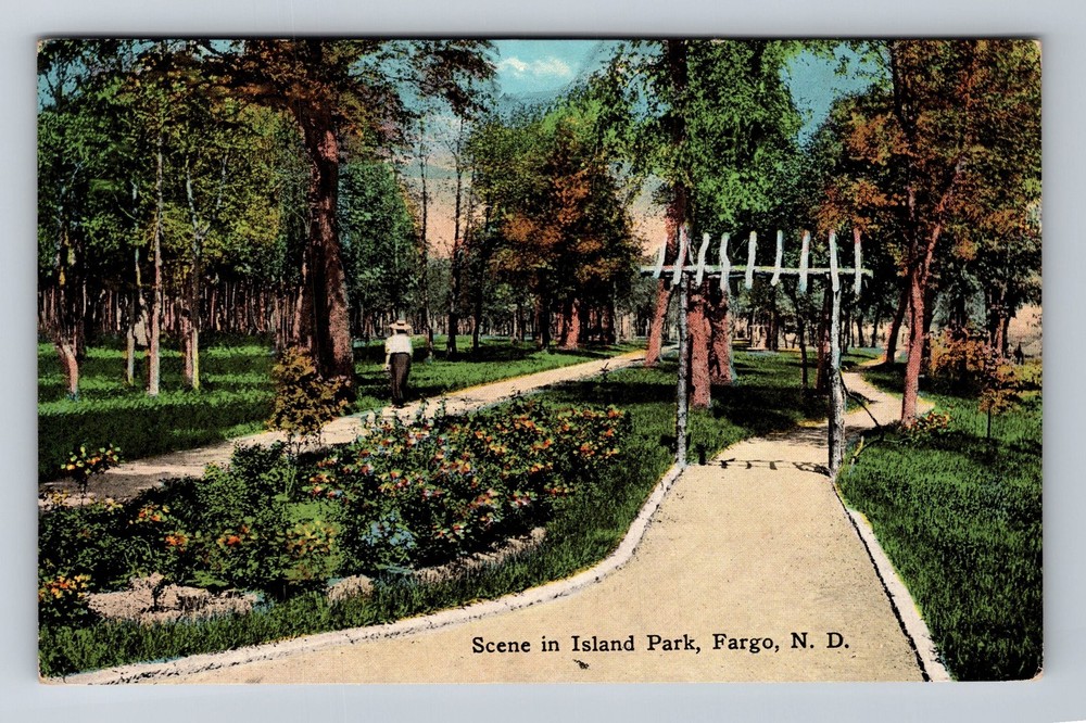 Fargo ND-North Dakota Scene In Island Park Vintage Postcard