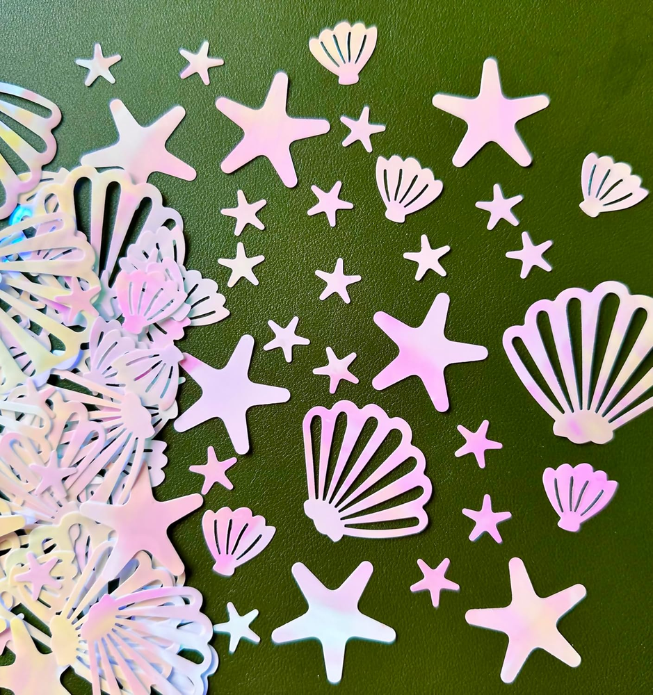 Seashell Confetti for Table Decor.100Pcs Pearl Pink Seashell Glitter Confetti fo