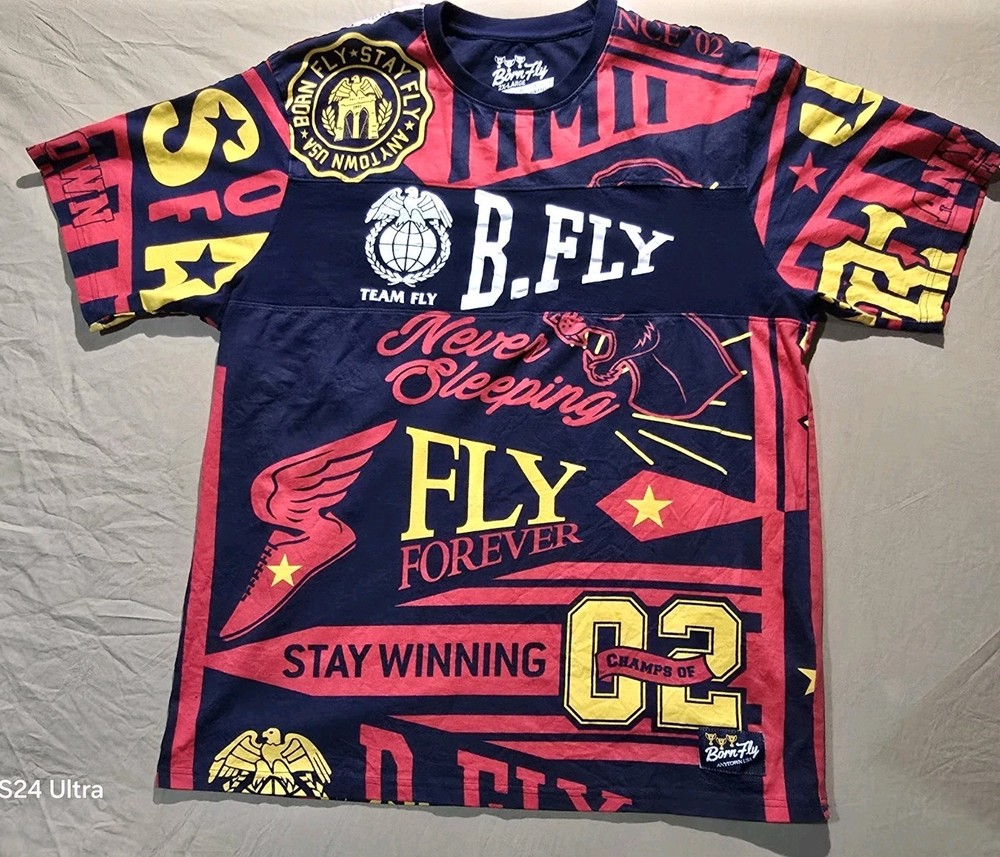 Born Fly T Shirt Men’s Short Sleeve Graphic Print Size 2XL