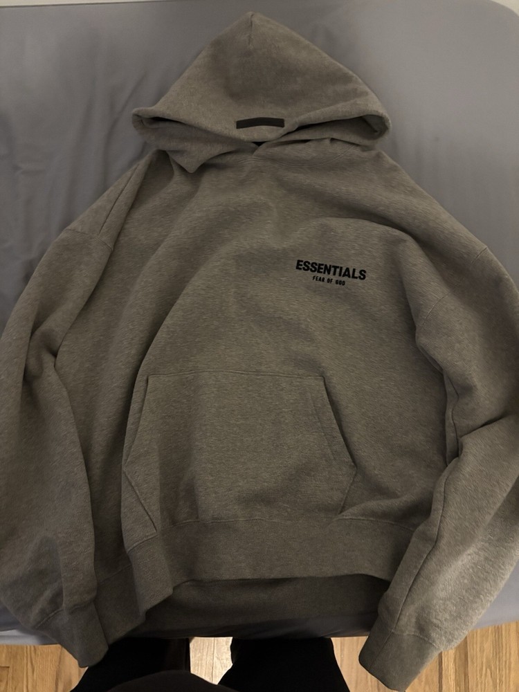 Fear of God Essential Hoodie Dark Oatmeal Medium Authenticated GOAT