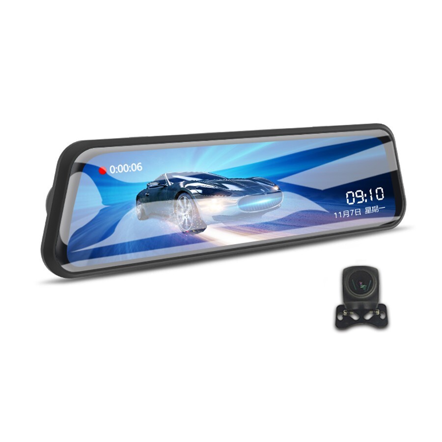 Dual Lens Car Camera Video Recorder DVR Dash Cam 2K 1440P Rearview Mirror Black