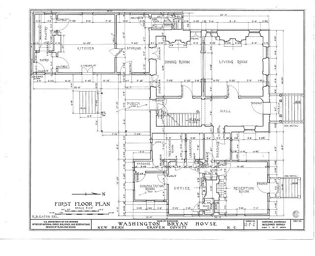 Washington Bryan Hous,603 & 605 Pollack Street,New Bern,Craven County,NC,HABS,8