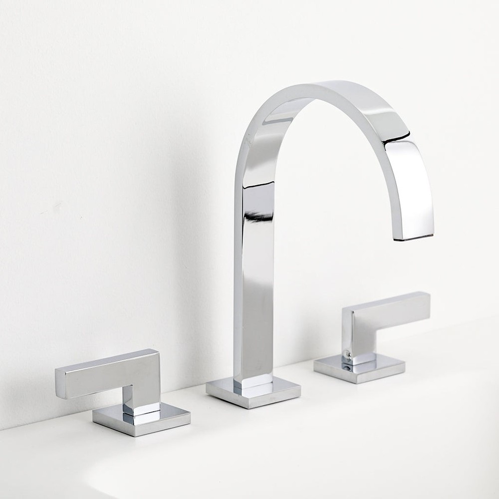 Devon Line 8 Inch Widespread Bathroom Faucet in Brass Polished Chrome Finish