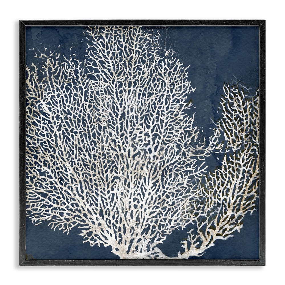 Stupell Sea Coral Ocean Life Silhouette Blue White Design, White 12 x 12
