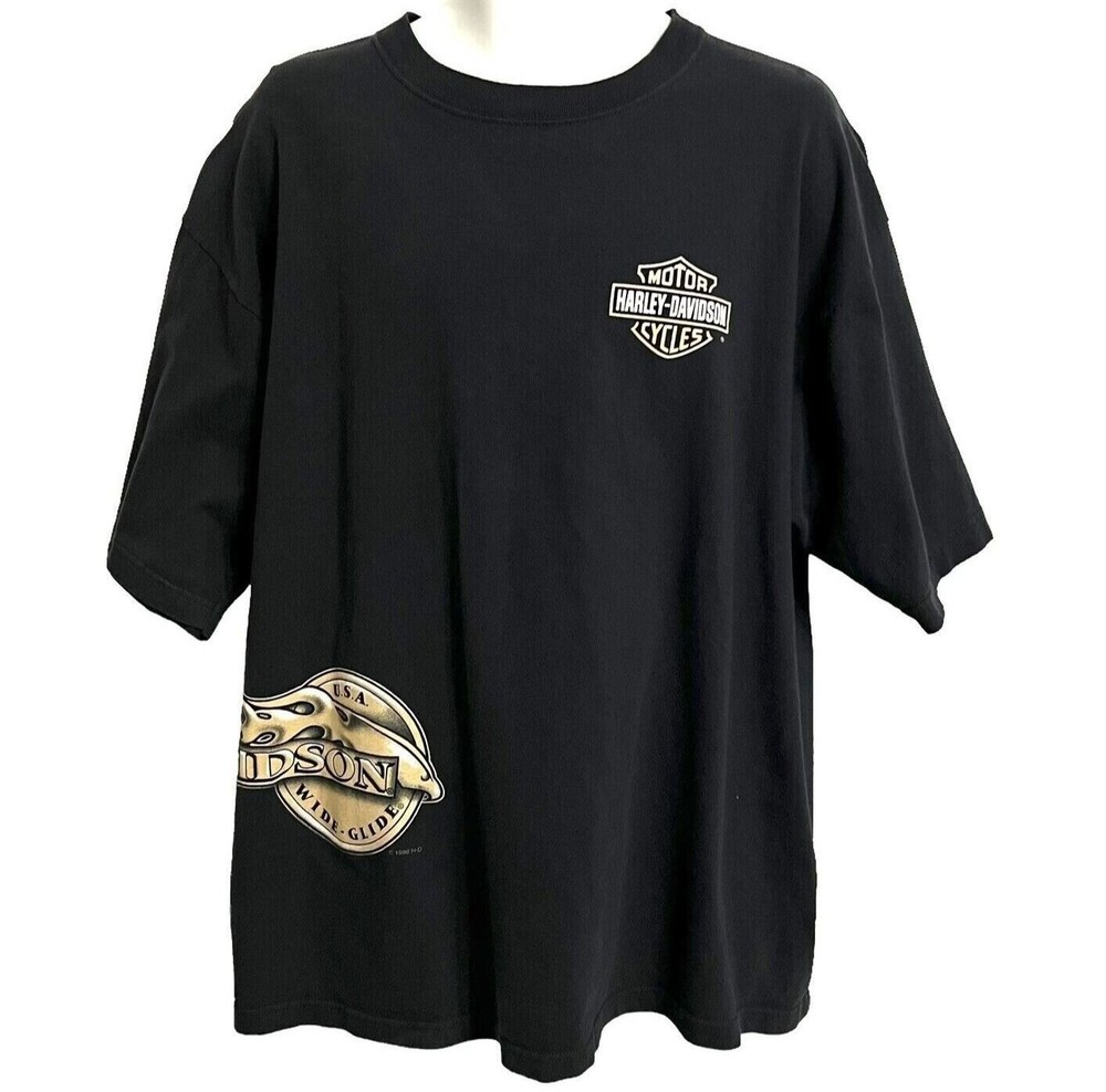 Vintage 90s Harley Davidson Graphic T Shirt XL Wide Glide Biker 1996 Made in USA