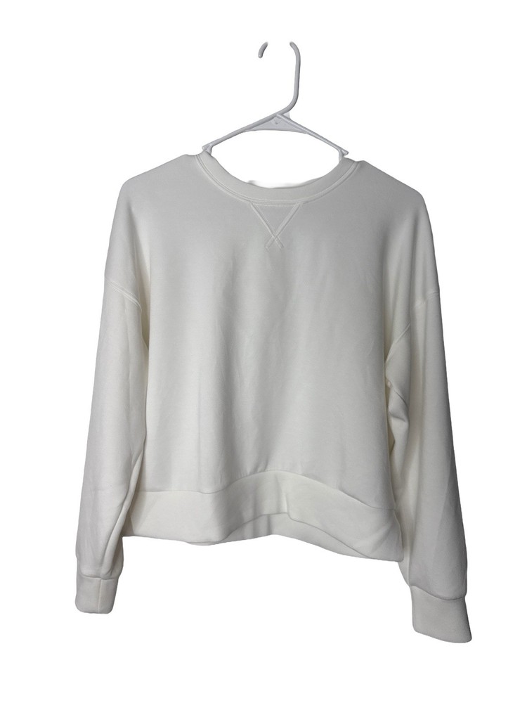 Spanx Air Essentials Women’s Top Powder White Soft Girl Pullover Sweatshirt Sz S