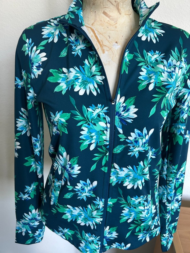 NWT $128 Tommy Bahama gorgeous floral full zip Active jacket M MUST SEE