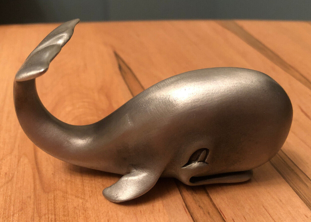 Hudson Signed Pewter Monstro Whale Paperweight Figurine from Pinnochio - Ocean