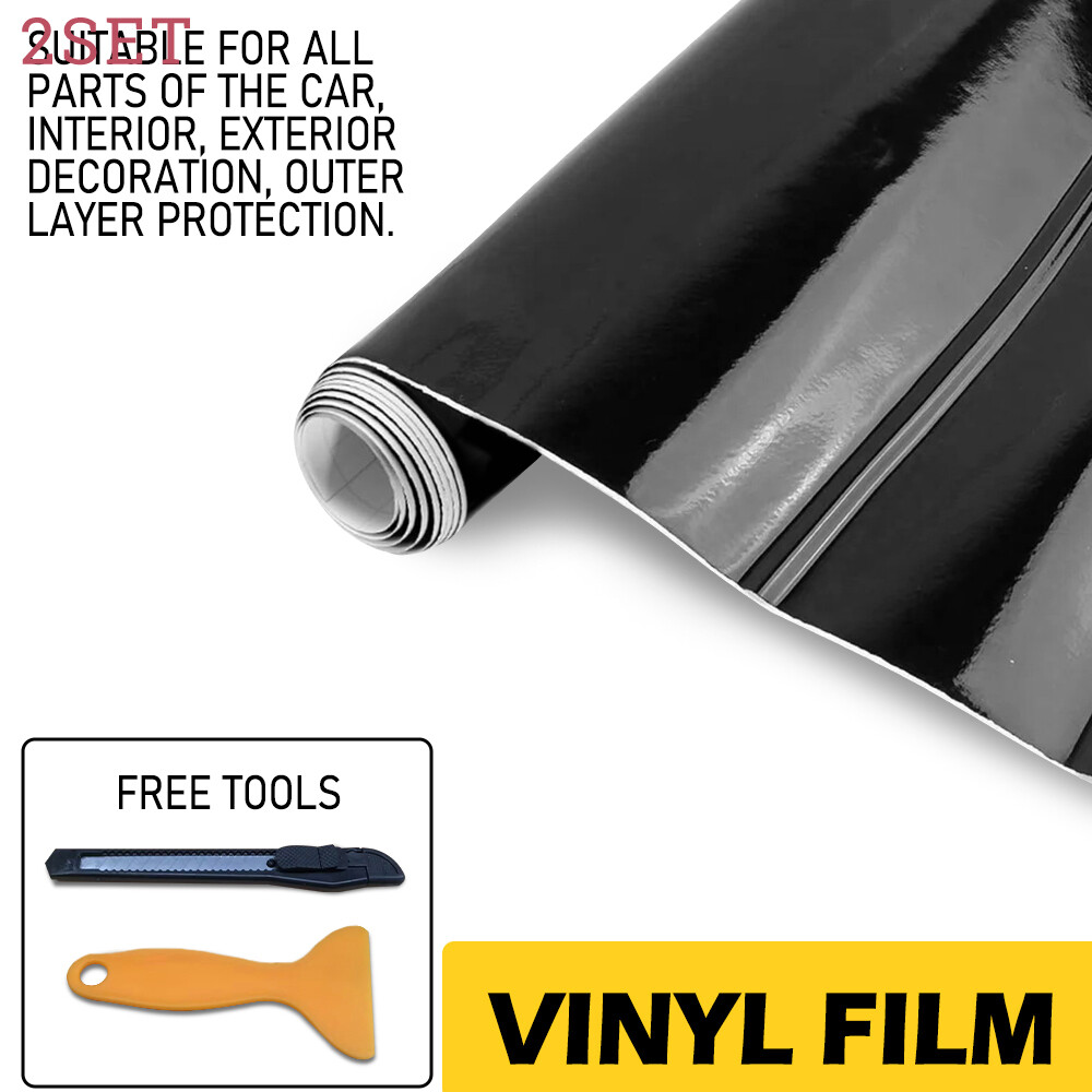 2PCS Gloss Black Vinyl Wrap Car Sticker Film Decal Bubble Free For Honda Accord