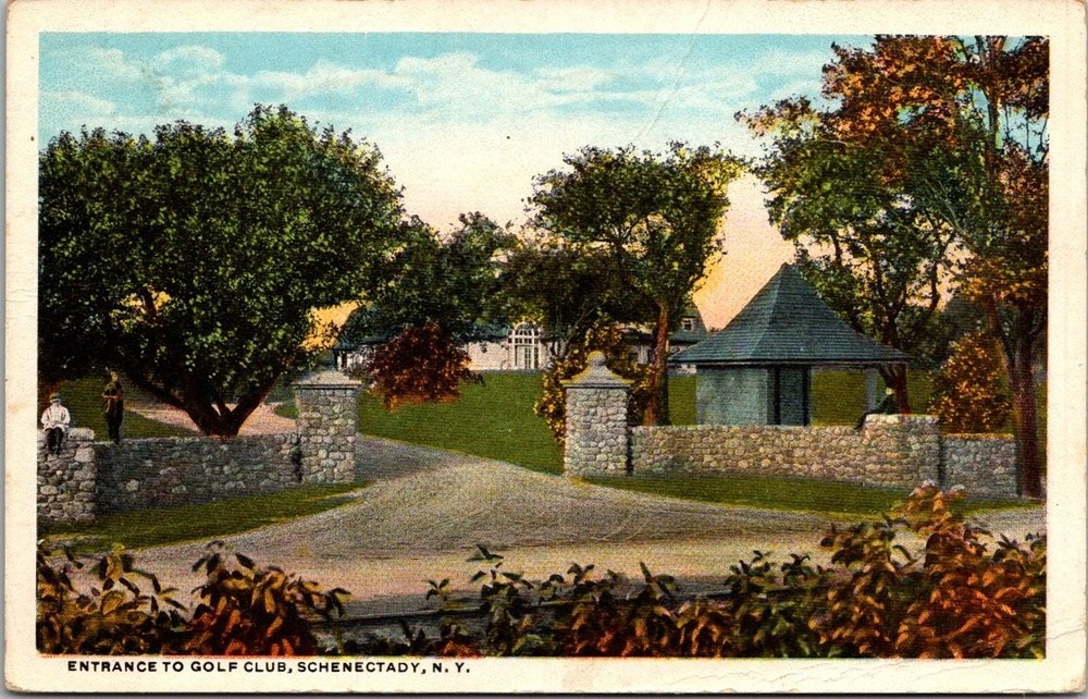 Schenectady NY Golf Club Entrance Postcard 1923 Posted Chas W Hughes