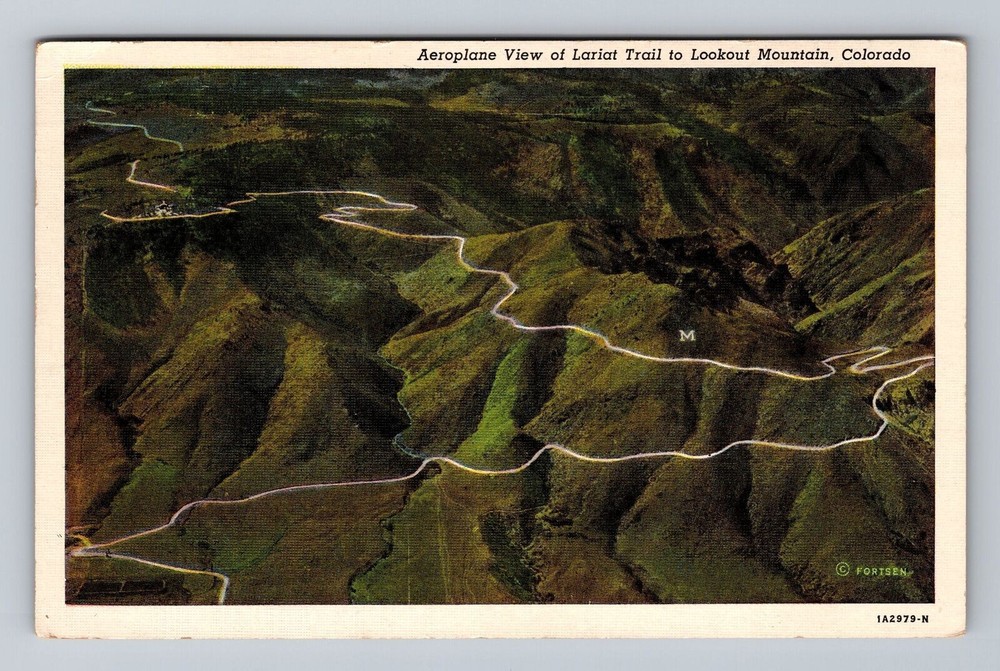 Colorado CO Lookout Mountain Aerial View Of Lariat Trail Vintage Postcard