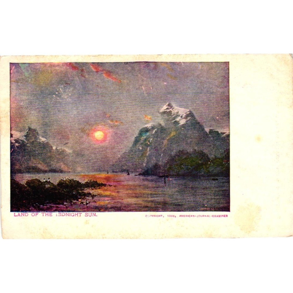 1906 Land of the Midnight Sun Antique Postcard American Journal Examiner Scenic
