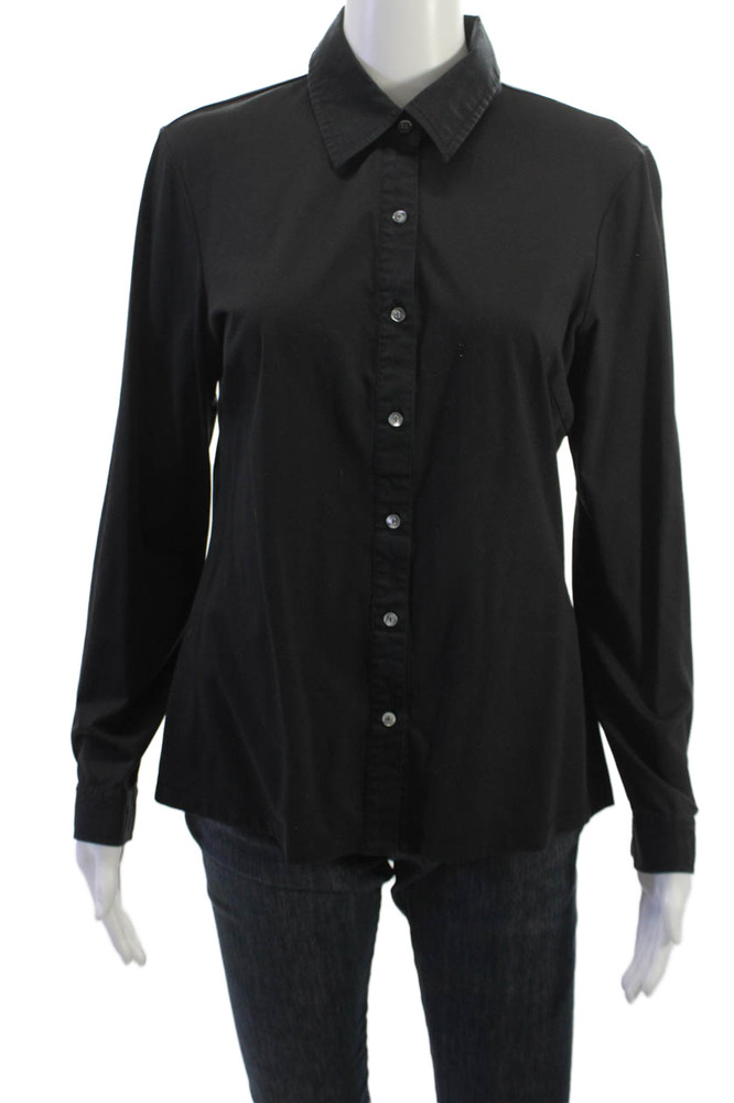 J. Mclaughlin Womens Black Collared Button-Up Long Sleeve Top Size LFree Shipping in US $100+ Orders | $6.95 Orders Below