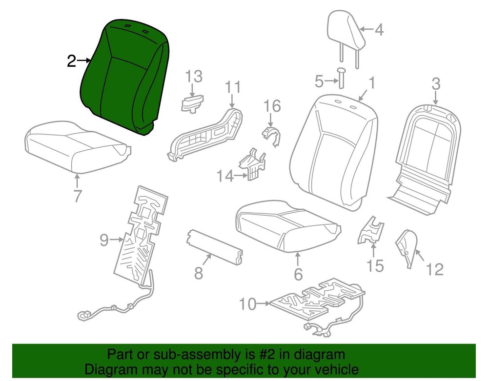 2013-2015 Honda Accord Genuine Seat Back Cover OEM 81121-T2F-A61ZC