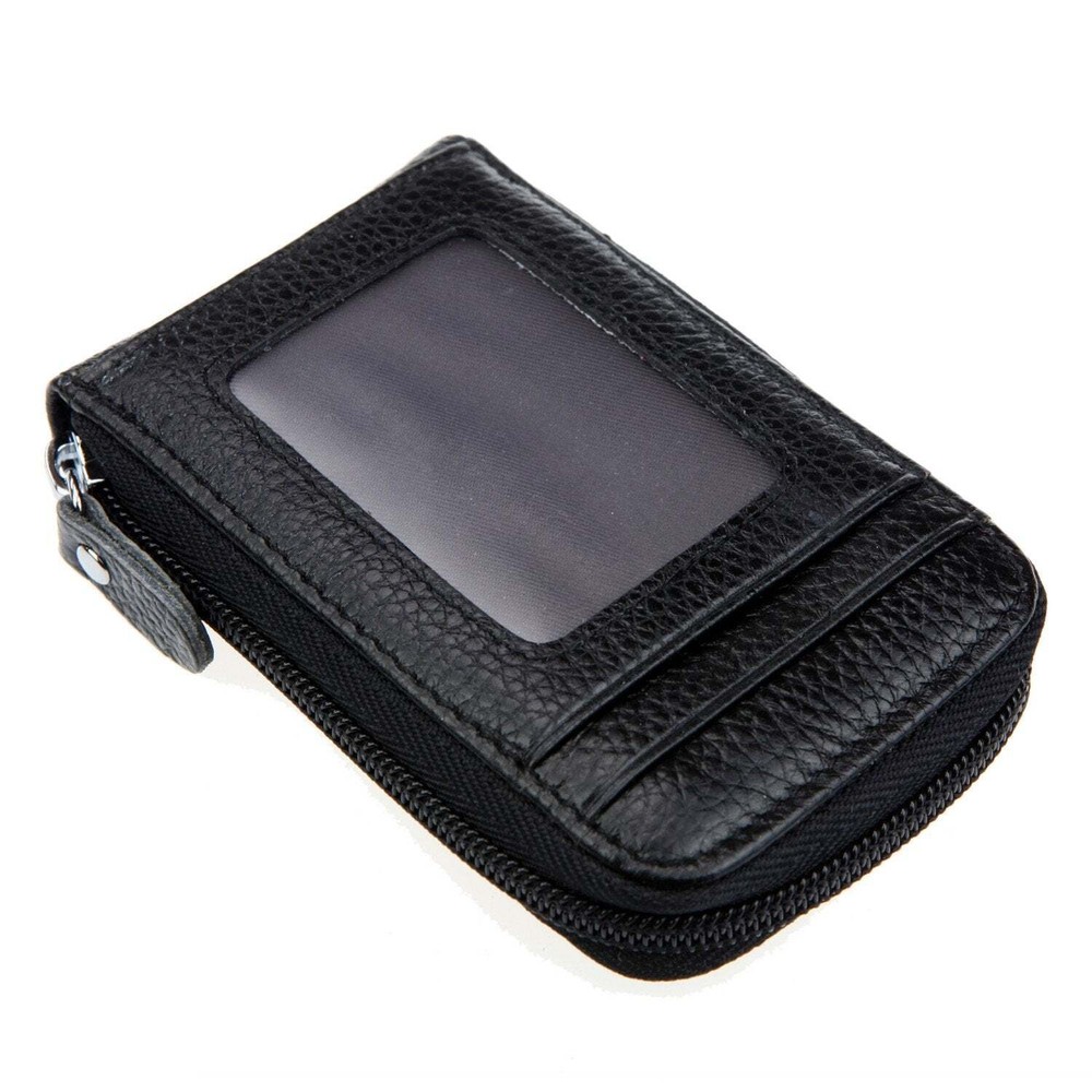 DEEZOMO RFID-Blocking Genuine Leather Mini Card Holder for Credit Cards Compact Wallet