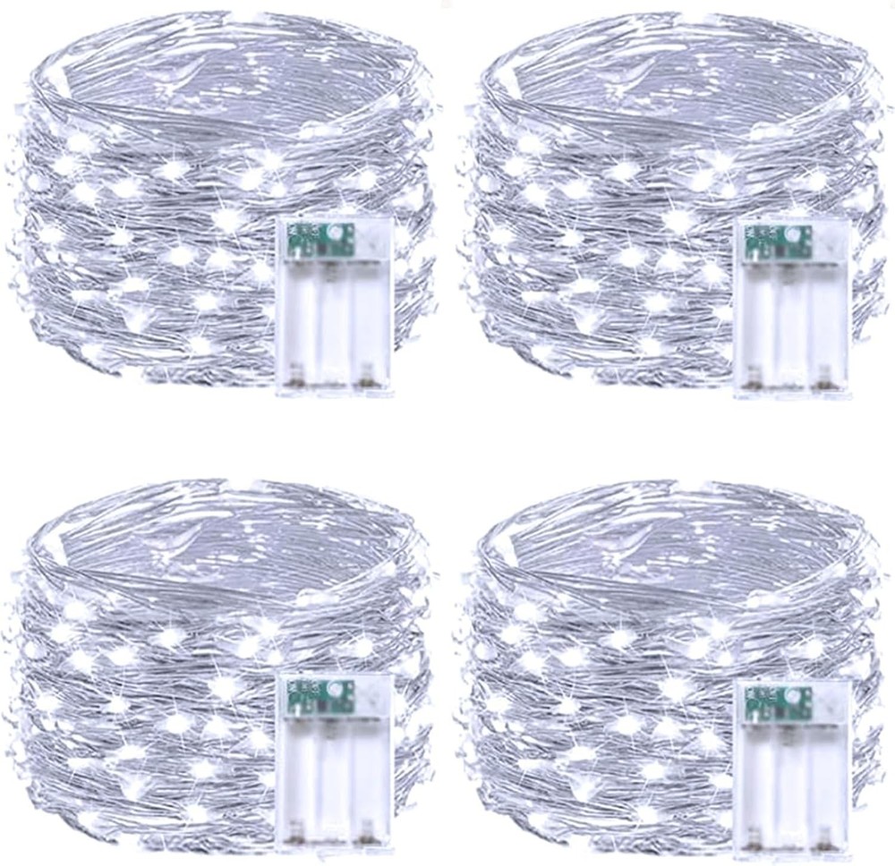 4 Pack Cool White Fairy Lights with 60 LEDs - Battery Operated