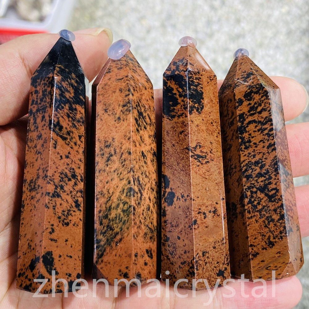70g Natural Red Obsidian Quartz Crystal Obelisk Wand Tower Healing Reiki 1PC