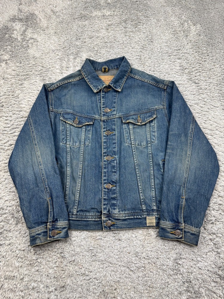 Abercrombie Fitch Denim Jacket Women XL Stone Wash Preppy Trucker Coat 432-5J