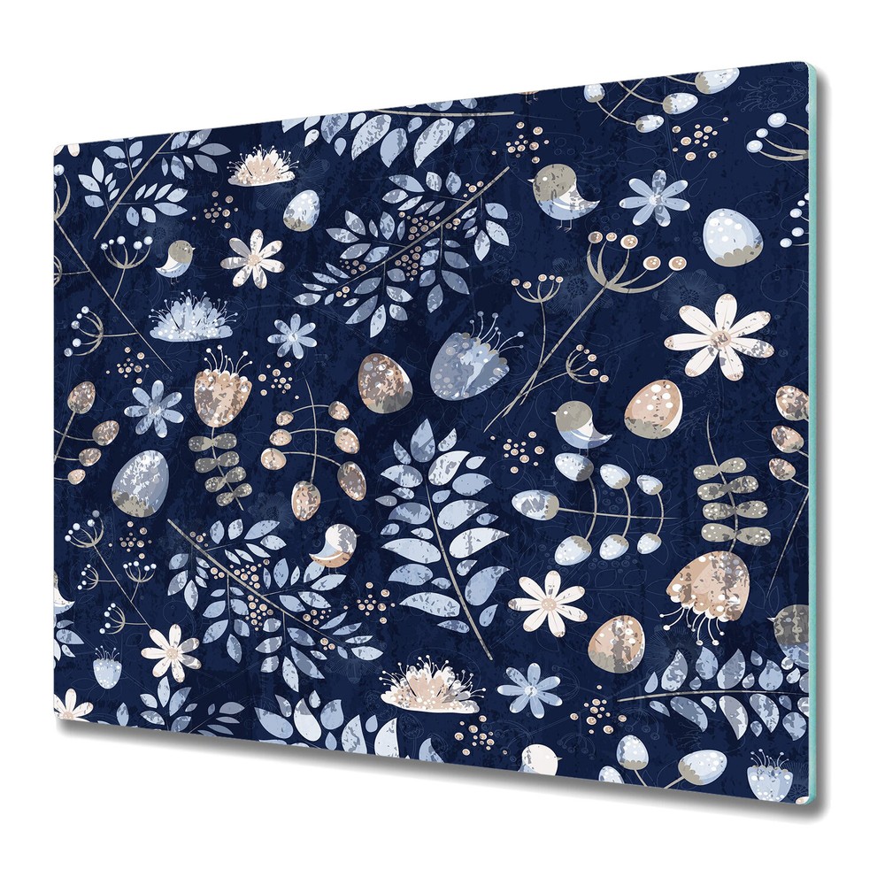Tempered Glass Cutting Board Scandinavian winter flowers leaves Simple 60x52