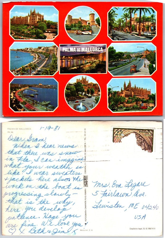 Continental Palma De Mallorca Spain Postcard