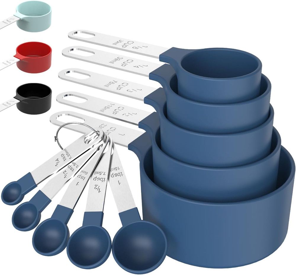 Measuring Cups & Spoons Set, Stackable Cups and Spoons, Nesting Measure Cups wit