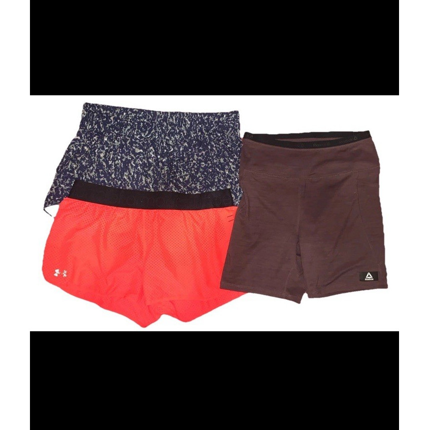 Reebok Under Armour Avia Women's Athletic Shorts Lot, Mesh Poly, Camo, L/XL