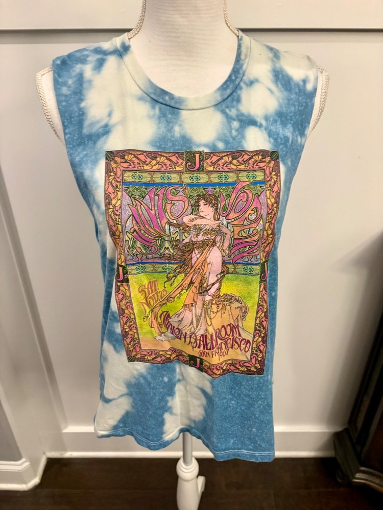 Janis Joplin Women's Tank Top Sleeveless Tie Dye Size L Blue