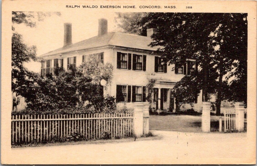 Ralph Waldo Emerson Home Concord MA Postcard American Art Co Literary