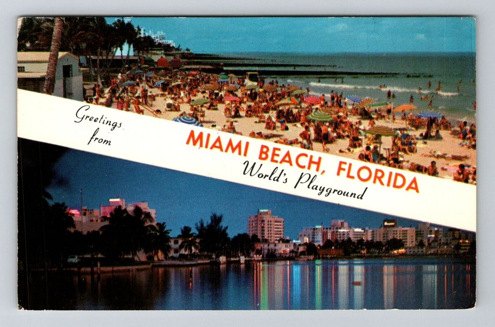 Miami Beach FL-Florida General Banner Greeting, Vintage Postcard